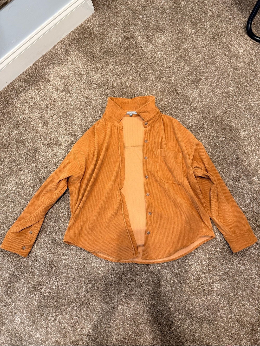 Corduroy Button-Up Shacket in Burnt Orange